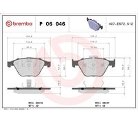 Brake Pad Set, disc brake BREMBO P 06 046 for BMW 3 (E90) 4 2007-2011