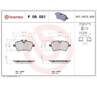 Brake Pad Set, disc brake BREMBO P 06 051 MINI MINI (R56) 1.6 2006-201