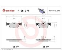 Brake Pad Set, disc brake BREMBO P 06 071 for BMW 1 (F20) 2 2011-2015