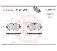 Brake Pad Set, disc brake BREMBO P 06 092 for BMW X1 (F48) 1.5 2014-2022