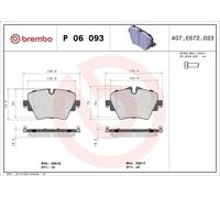 Brake Pad Set, disc brake BREMBO P 06 093 for BMW X1 (F48) 2 2015-2022