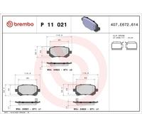 Brake Pad Set, disc brake BREMBO P 11 021 for DODGE JOURNEY 2 2008-2011