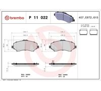 Brake Pad Set, disc brake BREMBO P 11 022 for VW ROUTAN 4 2008-2010