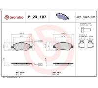 Brake pads P 23 107 BREMBO for FIAT FORD