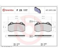 Brake Pad Set, disc brake BREMBO P 23 117 for ABARTH GRANDE PUNTO 1.4 2007-201