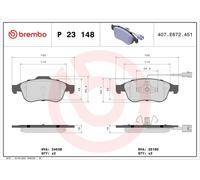 Brake Pad Set, disc brake BREMBO P 23 148X for GIULIETTA (940_) 1.6 2010-2016