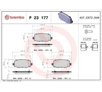 Brake Pad Set, disc brake BREMBO P 23 177 for FIAT 500X (334_) 1.4 2015-2018