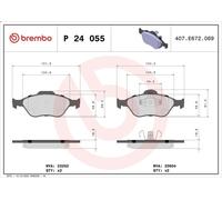 Brake Pad Set, disc brake BREMBO P 24 055 for MAZDA 2 (DY) 1.2 2003-2007