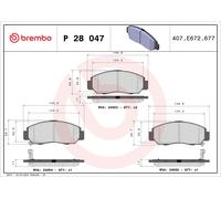 Brake Pad Set, disc brake BREMBO P 28 047 for HONDA FR-V (BE) 2 2004-2006