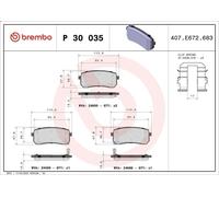 Brake Pad Set, disc brake BREMBO P 30 035 HYUNDAI ix55 3 2008-2011