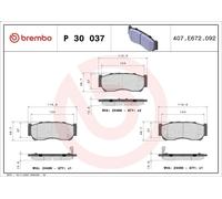 Brake Pad Set, disc brake BREMBO P 30 037 for HYUNDAI H-1 Van (A1) 2.5 2000-2
