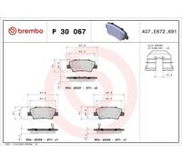 Brake Pad Set, disc brake BREMBO P 30 067 KIA CARENS IV 2 2013-2016