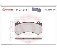 Brake Pad Set, disc brake BREMBO P 37 018 for NISSAN GT-R (R35) 3.8 2007-201