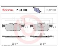 Brake Pad Set, disc brake BREMBO P 44 026 for RANGE ROVER EVOQUE (L538) 2 2011-