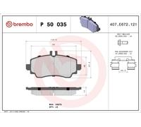 Brake Pad Set, disc brake BREMBO P 50 035 for A-CLASS (W168) 1.7 2001-2004