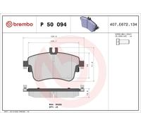 Brake Pad Set, disc brake BREMBO P 50 094 for A-CLASS (W176) 1.8 2012-2014