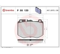Brake Pad Set, disc brake BREMBO P 50 120 for GLC (X253) 2 2016-2019
