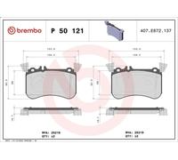 Brake Pad Set, disc brake BREMBO P 50 121 for A-CLASS (W176) 2 2013-2018