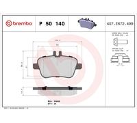 Brake pads P 50 140 BREMBO for MERCEDES-BENZ INFINITI