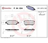 Brembo P54034 Rear Disc Brake Pad - Set of 4