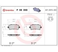 Brake Pad Set, disc brake BREMBO P 59 059 for OPEL INSIGNIA A (G09) 2 2008-2017