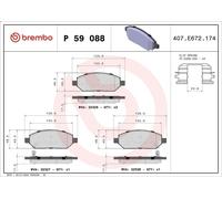 Brake Pad Set, disc brake BREMBO P 59 088 OPEL KARL (C16) 1 2015-2018