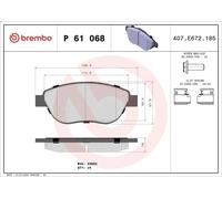 Brake Pad Set, disc brake BREMBO P 61 068X for PEUGEOT 307 (3A/C) 2 2000-2007