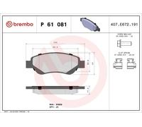 Brake Pad Set, disc brake BREMBO P 61 081 for CITROEN C1 (PM_, PN_) 1 2005-2014