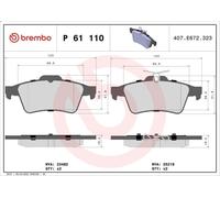 Brembo Brake Pad Set P 61 110 - Fits Peugeot 508 I / 508 SW I 1.6 VTI