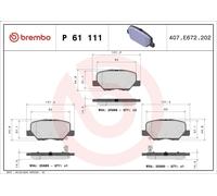 Brake Pad Set, disc brake BREMBO P 61 111 for 6 Saloon (GJ, GL) 2 2012-2018