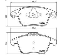 Brake Pad Set, disc brake BREMBO P 61 117 PEUGEOT RCZ 2 2010-2015