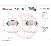 Brembo P61120 Brake Pad Set Fits Citroën Berlingo 1.5 BlueHDi 130 PureTech 110