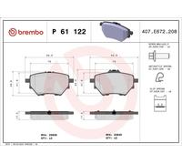 Brake Pad Set, disc brake BREMBO P 61 122 DS DS 9 (X2_) 1.6 2020-2022