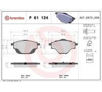 Brake Pad Set, disc brake BREMBO P 61 124 for DS DS 9 (X2_) 1.6 2020-2022
