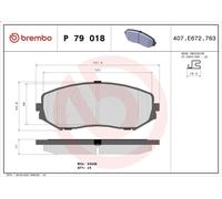 Brake Pad Set, disc brake BREMBO P 79 018 for XL7 (DA, DB) 3.6 2006-
