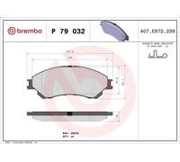 Brake Pad Set, disc brake BREMBO P 79 032 for SX4 S-CROSS (JY) 1 2016-2022