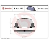 Brake Pad Set, disc brake BREMBO P 83 063 for TOYOTA CAMRY (_V2_) 2.2 1996-2001