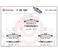 Brake Pad Set, disc brake BREMBO P 83 087 for TOYOTA YARIS (_P9_) 1 2005-201
