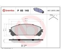 Brake pads P 83 145 BREMBO for TOYOTA LEXUS SUBARU