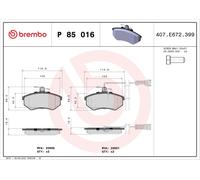 Brake Pad Set, disc brake BREMBO P 85 016 CHERY A5 2 2007-2012