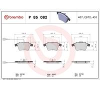 Brake Pad Set, disc brake BREMBO P 85 082 for MULTIVAN T5 2 2003-2015