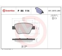 Brake pads P 85 114 BREMBO for SEAT VW SKODA AUDI