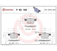 Brake Pad Set, disc brake BREMBO P 85 162 for A3 Sportback (8VA, 8VF) 2.5 2015-
