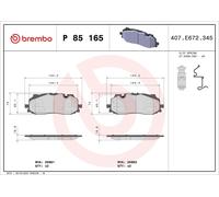 Brake Pad Set, disc brake BREMBO P 85 165X AUDI Q5 (FYB, FYG) 2 2016-2018