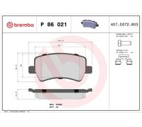 Brake Pad Set, disc brake BREMBO P 86 021X VOLVO V60 I (155) 2 2013-2015