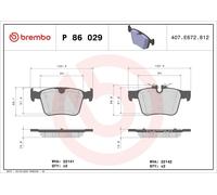 Brake pads P 86 029 BREMBO for LAND ROVER VOLVO JAGUAR POLESTAR