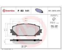 BREMBO Brake pad set TOYOTA,DAIHATSU P 83 141 SA35001,04465B1350,04465B1355 044650D110,044650D140,0446512640,0446552180,0446552200,0446552320
