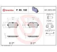 Brake Pad Set, disc brake BREMBO P85150 (1set - 4pcs)