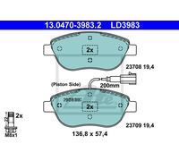 ATE Brake Pad Set 13.0470-3983.2 for FIAT Lancia, Bravo, Stilo, Ritmo, Chrysler Delta