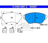 ATE Brake pad set 13.0460-5867.2 with acoustic wear warning with anti-squeak plate with accessories MAZDA: MX-5 2